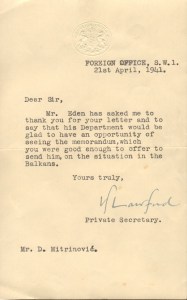 NAF 1-8-2-20 Letter from Eden's Secretary, [1941]